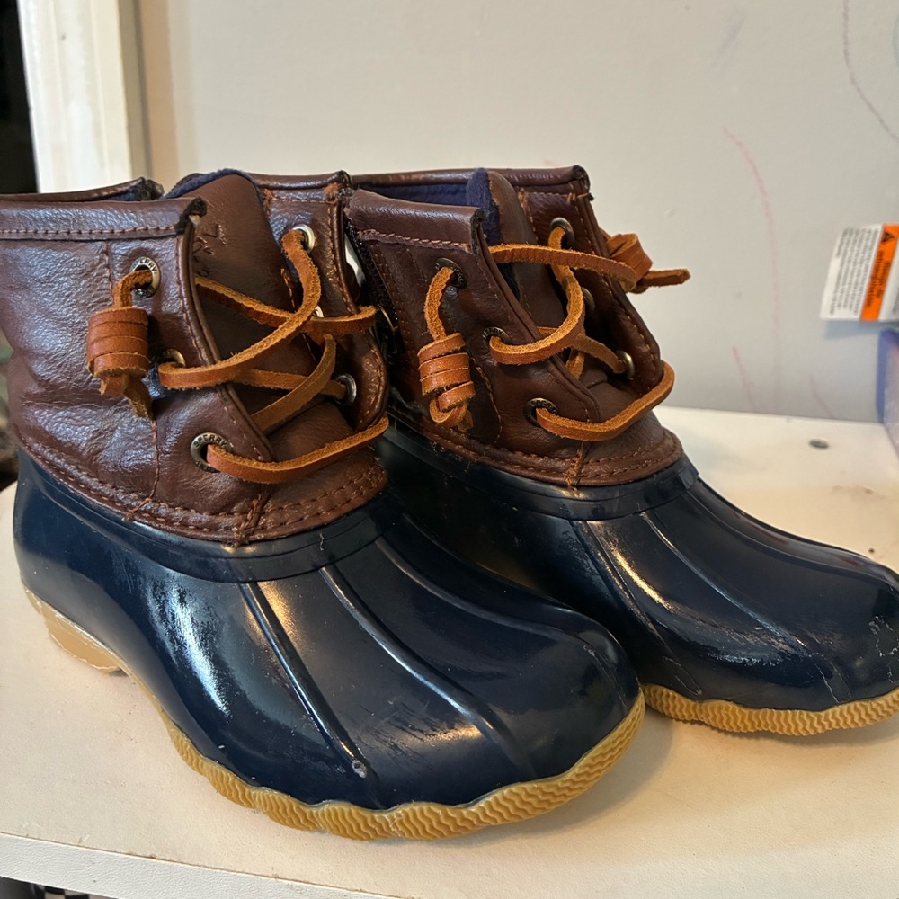 Kids Brown and Blue Duck Boots